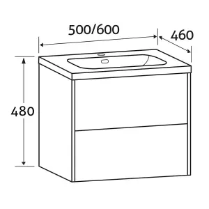 Borneo Dark Wood Wall Hung Vanity Unit & Basin Set (W)500mm (H)470mm