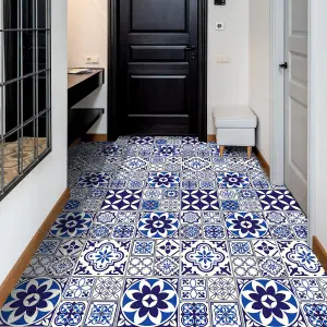 Spanish & Moroccan Blue Tiles Self-adhesive kitchen bathroom home floor stickers