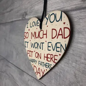 Red Ocean Fathers Day Funny Gifts Novelty Wooden Heart Sign Funny Dad Gift From Daughter Son