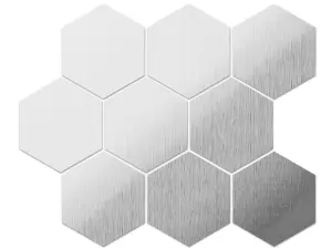 Set of 8 Self-adhesive wall decoration - Silver Brushed