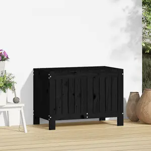 Berkfield Garden Storage Box Black 76x42.5x54 cm Solid Wood Pine