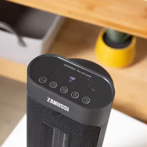 Zanussi Electric Tower Heater 2000W Compact Freestanding Ceramic Fan Heater Black ZPTCH3002B