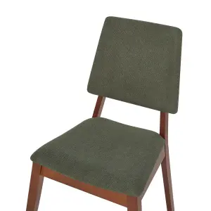 Set of 2 Dining Chairs MERRILL Rubberwood Dark Green