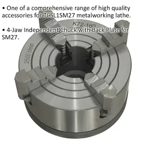 High-Quality 4 Jaw Independent Chuck with Back Plate for ys08834 Metalworking Lathe