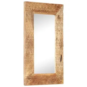 Berkfield Hand-Carved Mirror 80x50x11 cm Solid Mango Wood