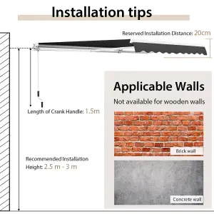 Costway 3.6 x 3m Patio Awning Manual Garden Canopy Sun Shade Retractable Shelter Outdoor