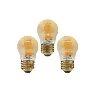 paul russells LED Filament Dimmable Golf Bulb, ES E27, 4.5W 423 Lumens, 40w Equivalent, 2200K Extra Warm White, Pack of 3