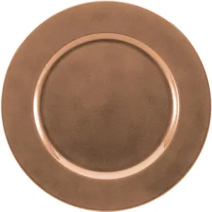 simpa 6PC Rose Gold Metallic Shimmer Decorative Reusable Plastic Charger Plates 33cm Dia