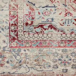 Red Ivory Rug, Bordered Floral Rug, Traditional Stain-Resistant Rug, Persian Rug for Bedroom, Dining Room-269cm X 361cm