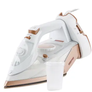 Geepas 2 in 1 Cordless Steam Iron Ceramic Soleplate Use Corded or Cordless 350ML, White