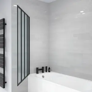 Nes Home 1000 x 1400 mm 4 Fold Door Bath Shower Screen Black Frame