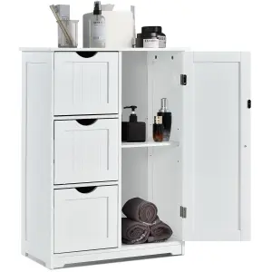 Costway Bathroom Floor Cabinet Storage Cupboard Organizer W/Adjustable Shelf & 3 Drawers