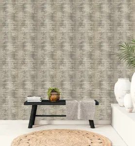 Galerie Bazaar Taupe Black Bazaar Weave Smooth Wallpaper