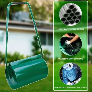 GARDEN LAWN METAL WATER SAND FILLED MANUAL GRASS ROLLER 38L