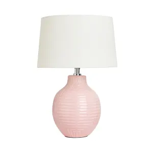 Litecraft Ceramic Pink Rustic Embossed Table Lamp