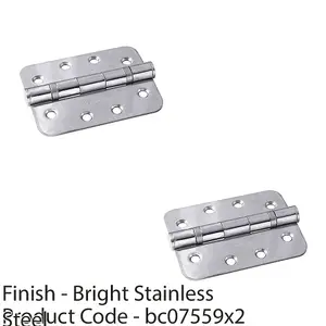 2 PACK - PAIR Grade 13 Heavy Duty Ball Bearing P Hinge - RADIUS 107 x 77mm Bright Steel