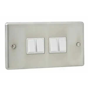 Stainless Steel 10A 4 Gang Toggle Light Switch (Set of 2)