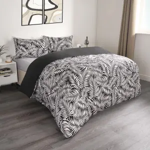 Tropical Leaf Duvet Cover Reversible Bedding Set, Monochrome - Single