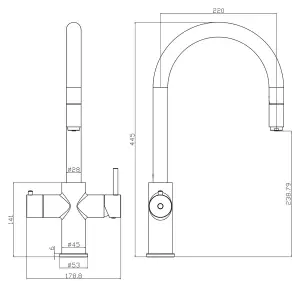 Liquida HT35BN 3 In 1 Pull Out Spray Brushed Nickel Boiling Water Kitchen Tap