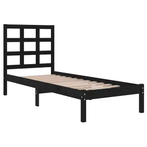 Berkfield Bed Frame Black Solid Wood 100x200 cm