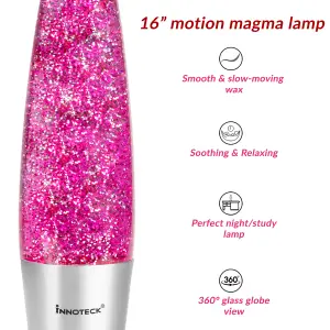 Innoteck 16" Soothing Motion Glitter Lamp - Pink Glitter, Pink Liquid