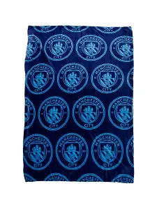 Manchester City FC Crest Soft Fleece Blanket, Throw Blue