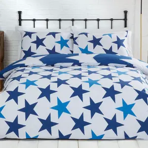 Sally Polyester Geometric Shapes Duvet Cover with Pillowcases Navy / Double - 2 Standard Pillowcases