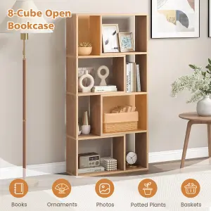 COSTWAY 5-Tier Geometric Bookshelf 120 CM Tall Bookcase Modern 8-Cube Display Shelving