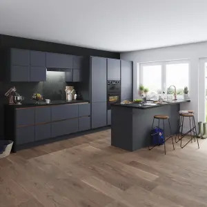 GoodHome Stevia Matt blue Slab Highline Cabinet door (W)150mm (H)715mm (T)18mm