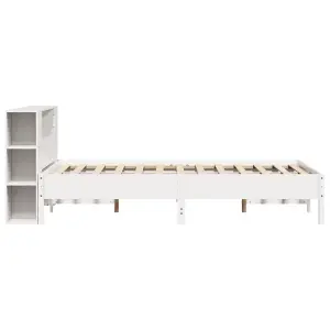 Berkfield Bookcase Bed without Mattress White 135x190 cm Double Solid Wood Pine