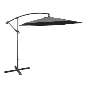 GardenKraft 14830 3m Grey Outdoor Cantilever Banana Garden Parasol