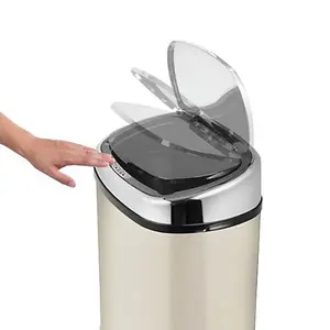 Tower 58L Sensor Bin - Cream & Chrome