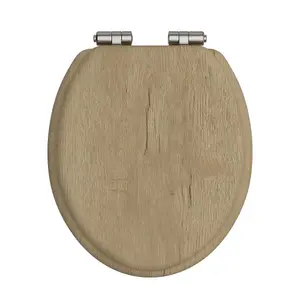 Heritage Toilet Seat Soft Close Vintage Gold Hinges Oak TSOAK100SC