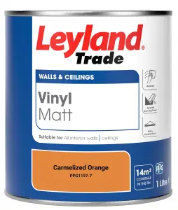 Leyland Trade Vinyl Matt Walls & Ceilings Emulsion Paint Carmelized Orange (PPG1197-7) 1L