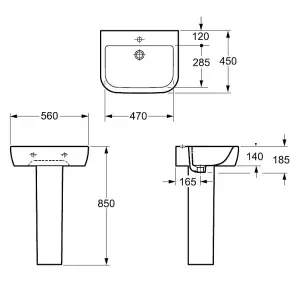 GoodHome Affini White Close-coupled Wall & floor mounted Toilet & full pedestal basin (W)370mm (H)850mm