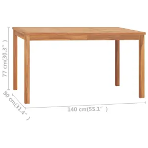 Berkfield Garden Dining Table 140x80x77 cm Solid Teak Wood