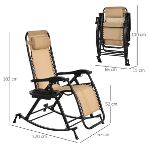 Outsunny Folding Recliner Chair Outdoor Lounge Rocker Zero-Gravity Seat