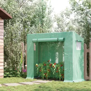 Outsunny 200x76x168cm Walk-in Garden Greenhouse Plant Warm House w/ Roll Up Door