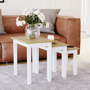 Analynn 3 Piece Nest of Tables White / Oak