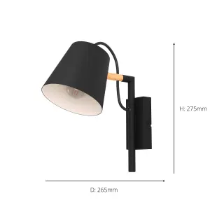 EGLO Lacey IP20 Scandi Black Wall Light