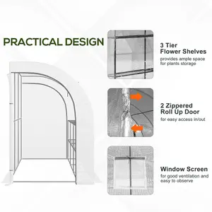 Outsunny 300 x 150 x 213 Plant Greenhouse Garden Nursery w/ Cover Window, White