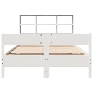 Berkfield Bookcase Bed without Mattress White 140x190cm Solid Wood Pine