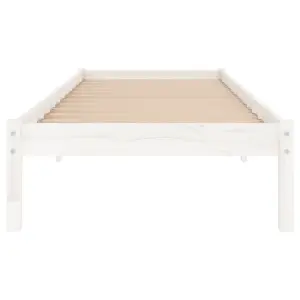 Berkfield Bed Frame White Solid Wood 90x190 cm Single