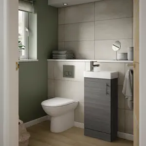 Vault 400mm Bathroom Vanity with Integrated Vitreous China Basin Anthracite Woodgrain