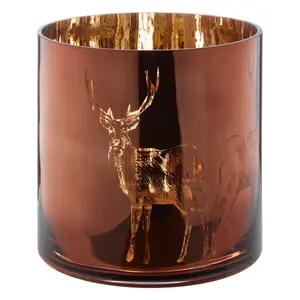 Interiors by Premier Large Brown Stag Candle Holder, Brown Glass Construction Candle Holder, Stag Motif with Attractive Details