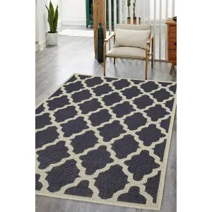 Melrose Trellis Gel Flatweave Blue Medium Area Rug 080/150cm