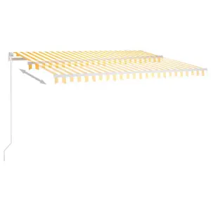 Berkfield Manual Retractable Awning with LED 400x300 cm Yellow and White