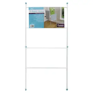 JVL Plastic Caravan Indoor/Outdoor Three Panel Folding Clothes Airer Laundry Dryer, White