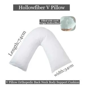 Hollowfiber V Pillow Orthopedic Back Neck Maternity Support Pillow 74x34cm