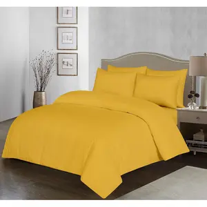 My Home Store Fridi Microfiber Reversible Duvet Cover Set Easy Care Non Iron Bedding Sets Ochre / Single Duvet Cover + 1 Standard Pillowcase